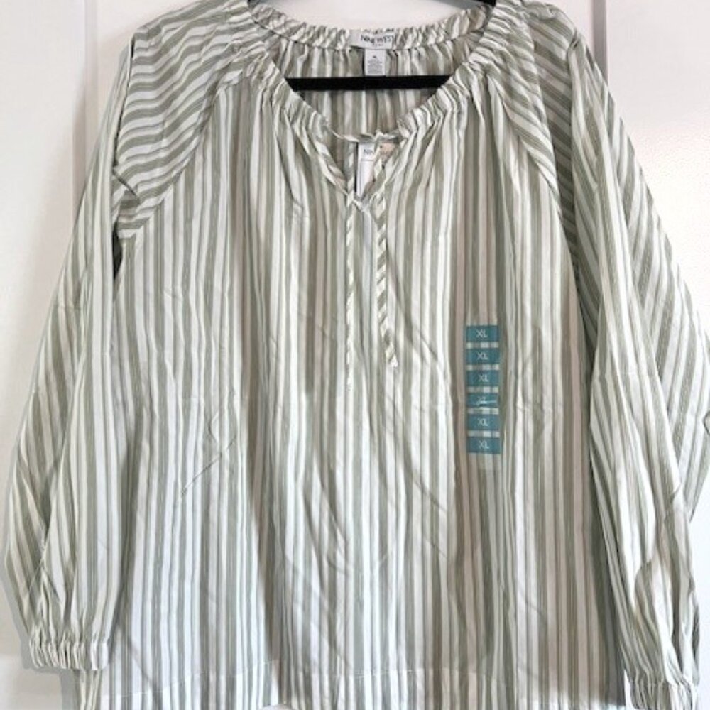 Nine West Woven Neck Tie Top